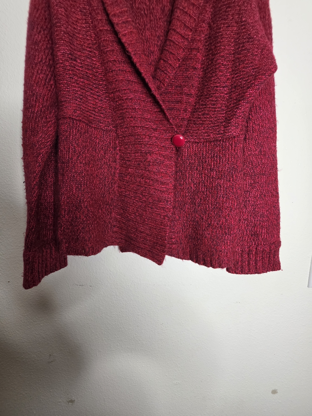 Jones New York Signature Womens Red Chunky Knit V-Neck Cardigan Dolman Sz L - Picture 5 of 12